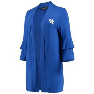 Kentucky Wildcats Womens Royal Blue Open-Front Ruffle Half Sleeve Cardigan XS